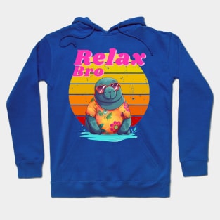 manatee hawaiian retro - relax bro Hoodie